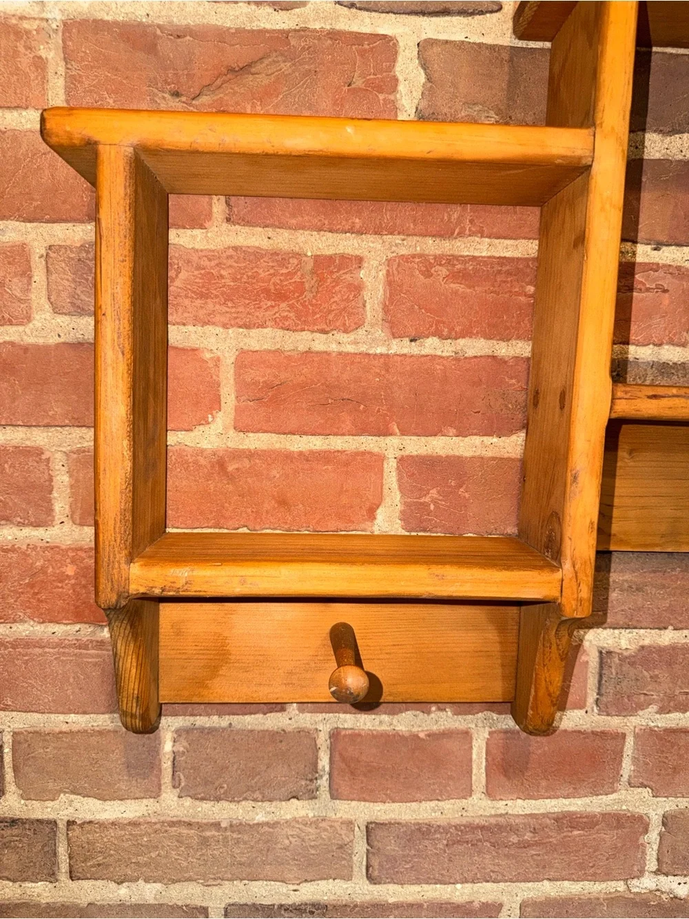 3 Tier Wood Wall Shelves Curio Shadow Box Display Hooks Trinket Knick Knacks